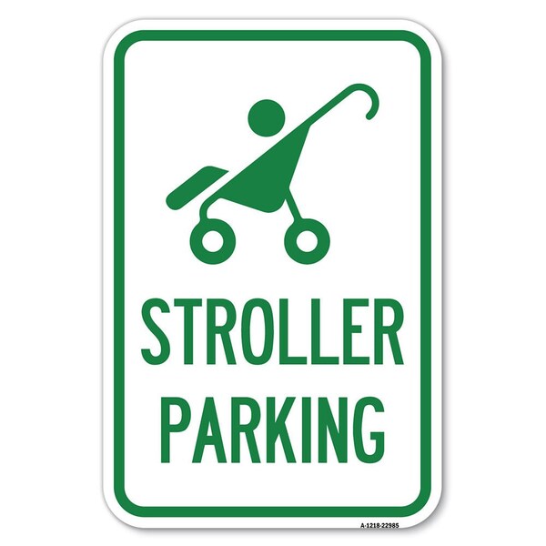 Signmission Reserved Stroller Parking With Graphic Heavy-Gauge Aluminum Sign, 12" x 18", A-1218-22985 A-1218-22985 - main